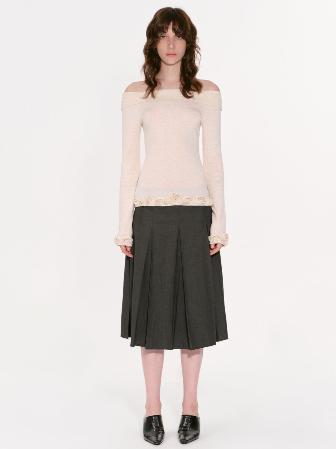 High-End Wool Off-shoulder Knit