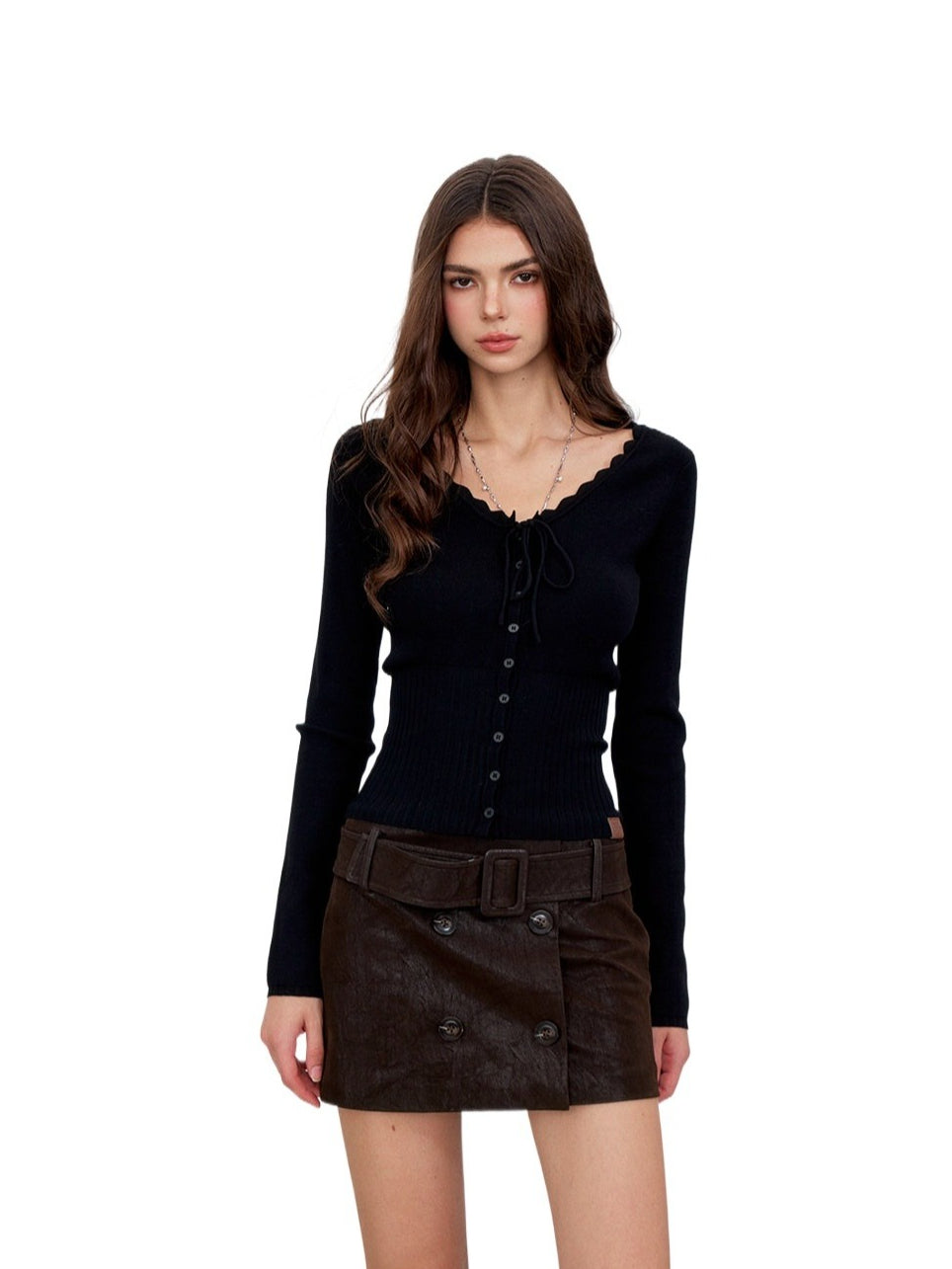 Lace Trim Knit Cardigan