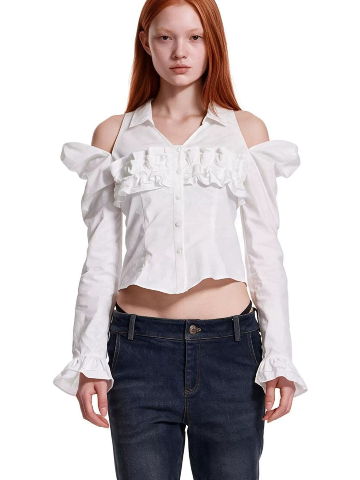 Layered Ruffle Puff Sleeve Shirt