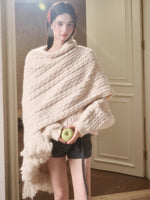 Celestial Wool Cable-Knit Shawl Scarf