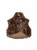Leopard Print Faux Fur Belt Vest