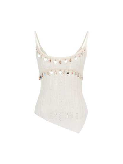 Beaded Knit Cardigan &amp; Tank Top Set