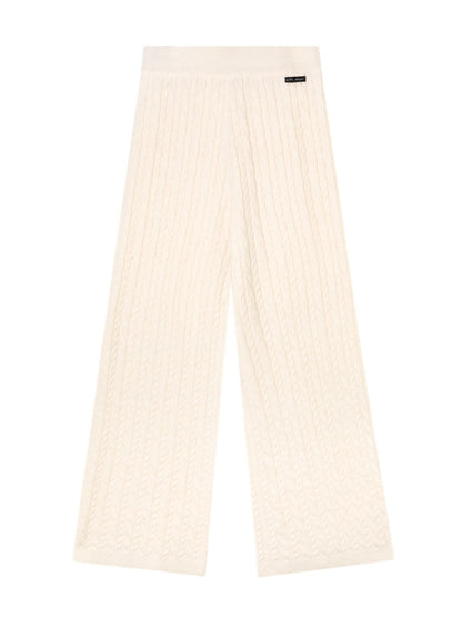 Wool Blend Cable Knit Hoodie and Pants Set