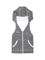 DeD-moji Stripe Open-Back Hooded Vest