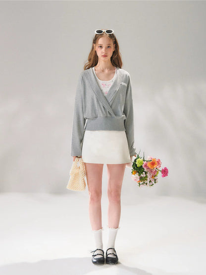 Cross V-neck Cropped Sweatshirt