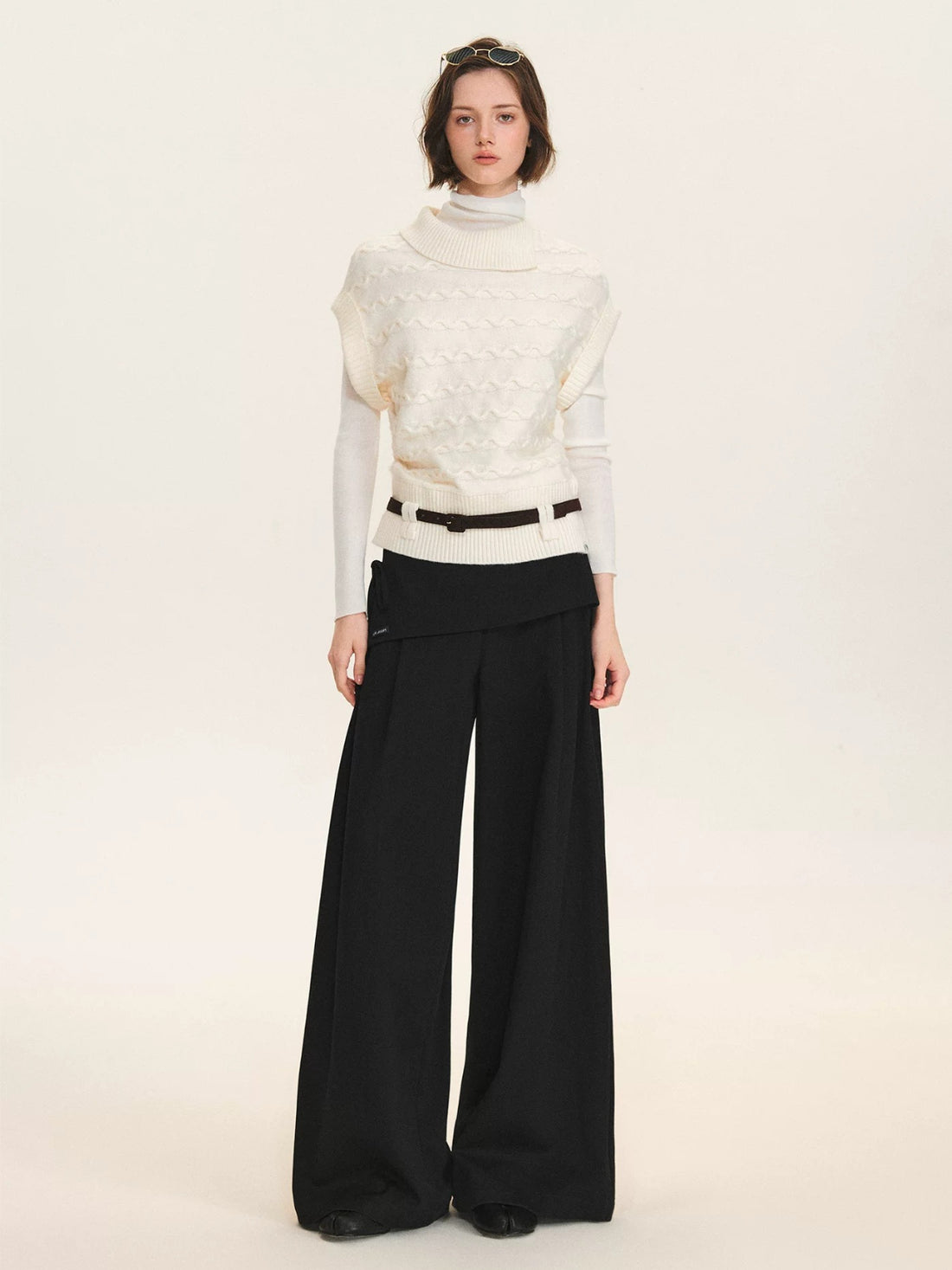 Layered Tie Waist Barrel Trousers