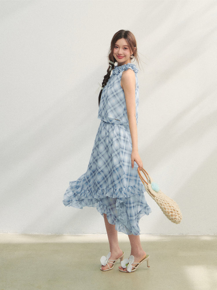 Irregular Ruffle  Top &amp; Midi Skirt Set