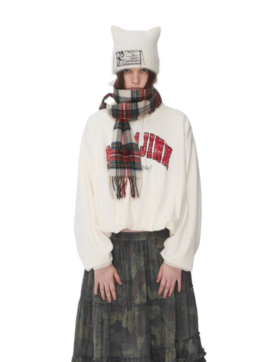 Retro Letter Print Balloon Sweatshirt