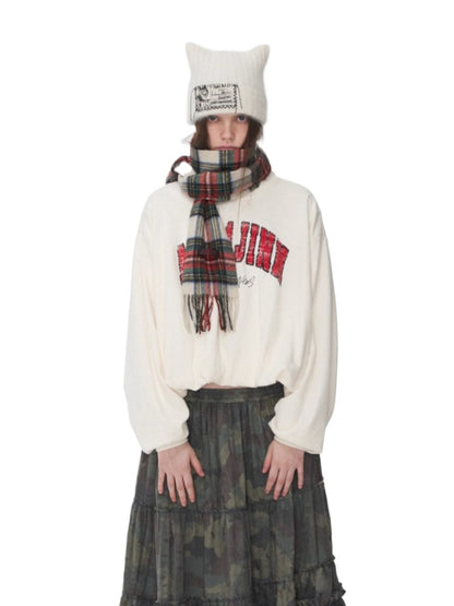 Retro Letter Print Balloon Sweatshirt