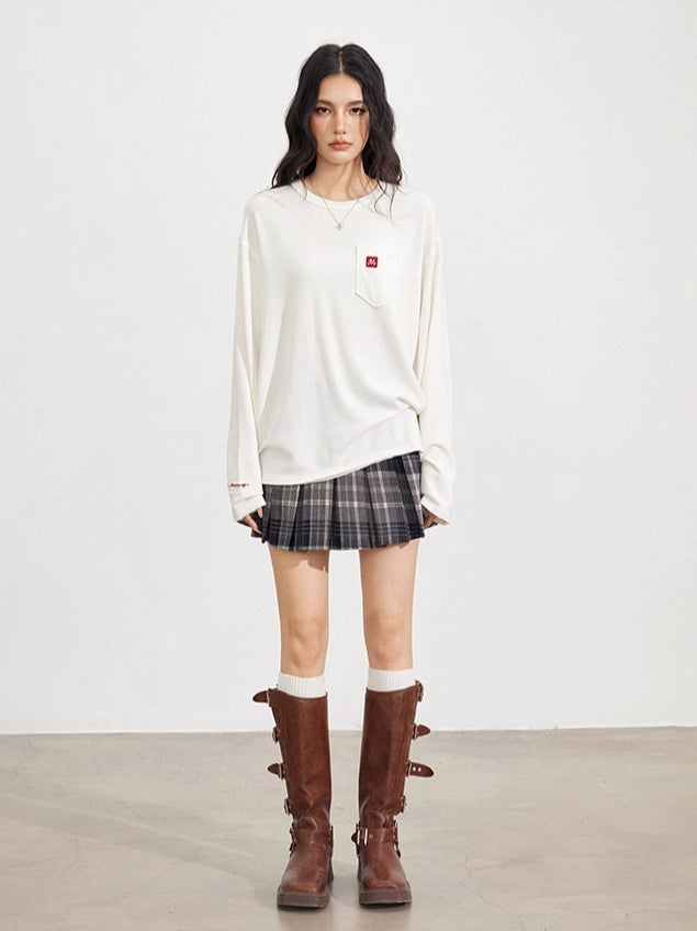 Raw-Edge Logo Embroidery T-shirt