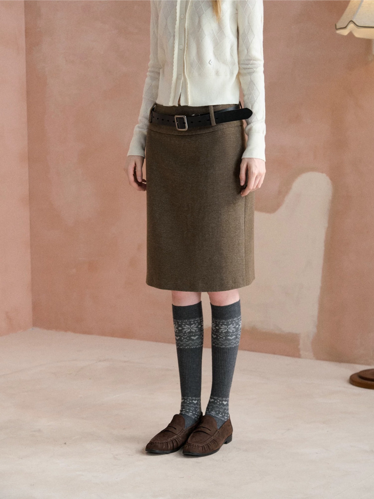 Vintage Minimal Pencil Midi Skirt