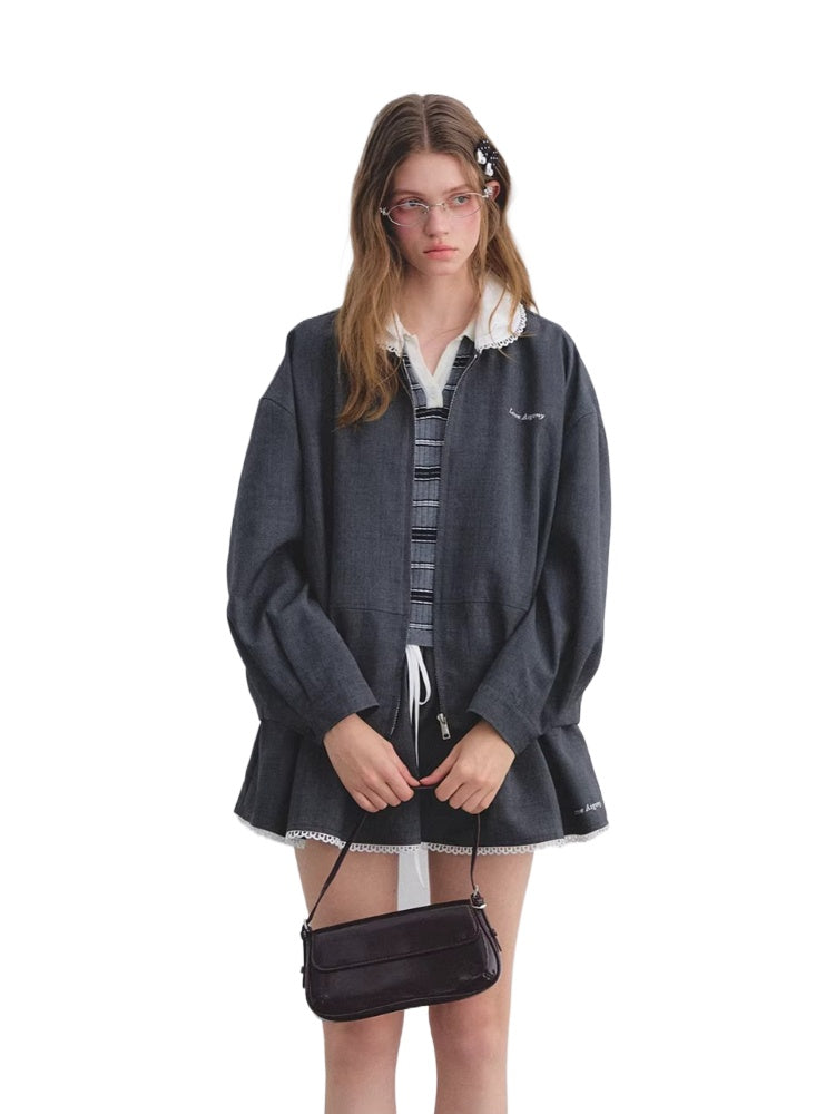 Ruffle Collar Jacket Set