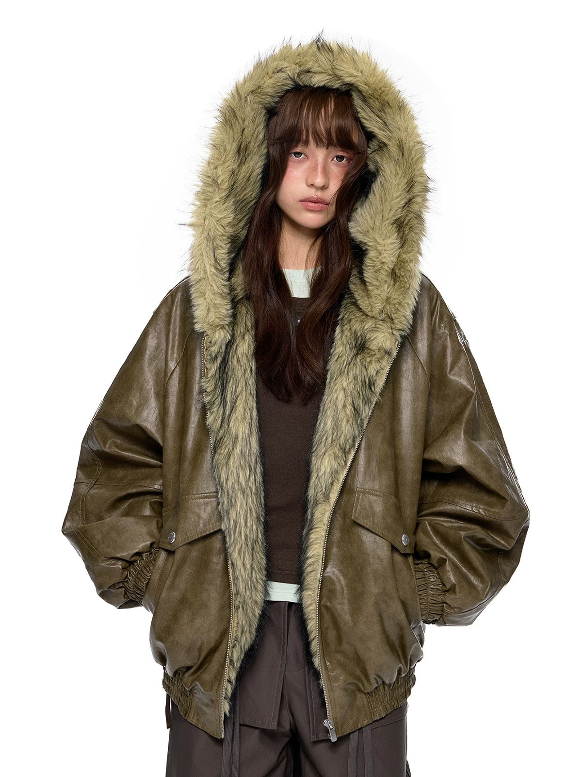 Fur Hood Pocket Puffer Jacket