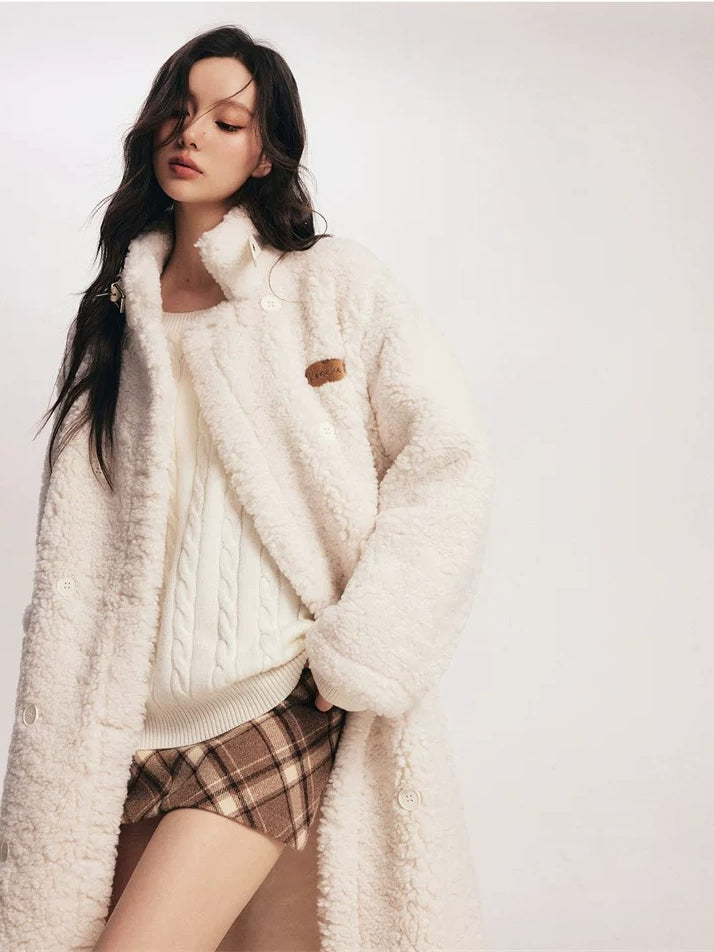 White Fleece Longline Coat