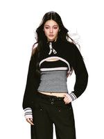 Striped Turtleneck Vest Set