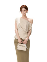 Asymmetric Knit Shoulder Top