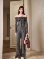 Velvet Bunny Wool Cloud Off-Shoulder Knit Cardigan & Pants Set