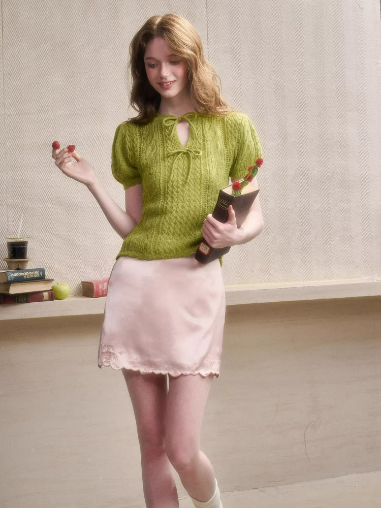 Mohair Wool Openwork Knit Sweater