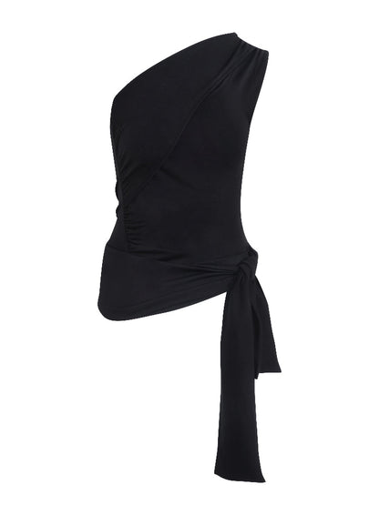 Irregular Slanted Single Shoulder Vest