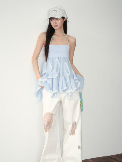 Blue Ruffled Convertible Skirt