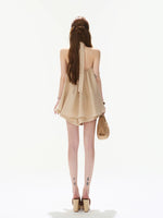 Khaki Halter Top & Pleated Skort Set