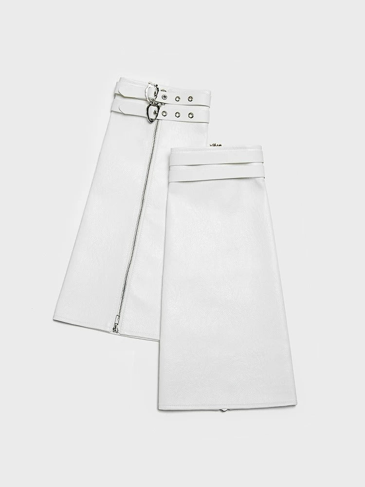 White Leather Leg Warmers