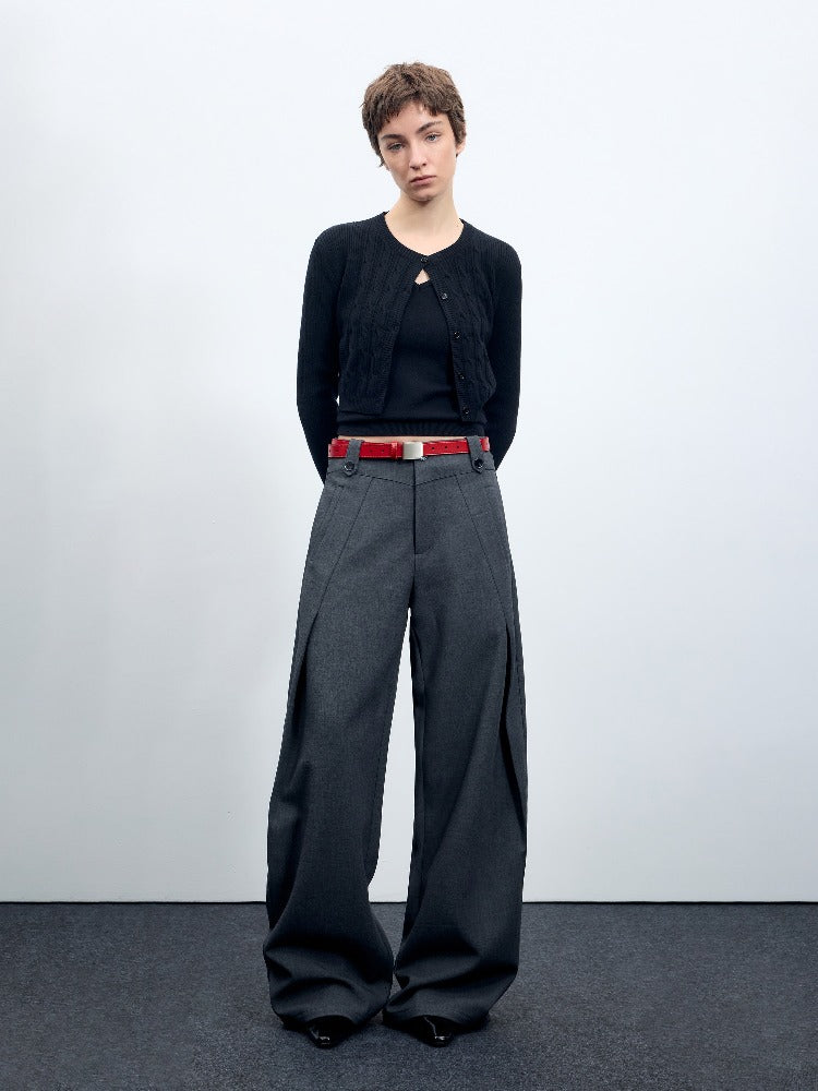 Wool Blend Curve Trousers