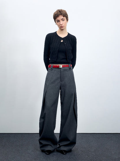 Wool Blend Curve Trousers