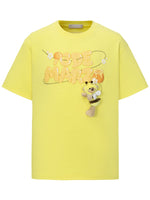 Bee Bear Illustration Round-Neck Cotton T-Shirt