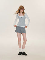 Contrast Layered Lyocell Scoopneck Top