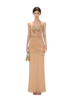 Gold Halter Sequin Dress