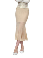 Beige Wool-Knit Mermaid Skirt