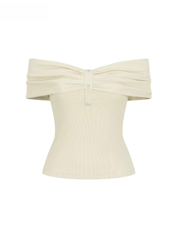 Twist Bardot Ribbed T-Shirt