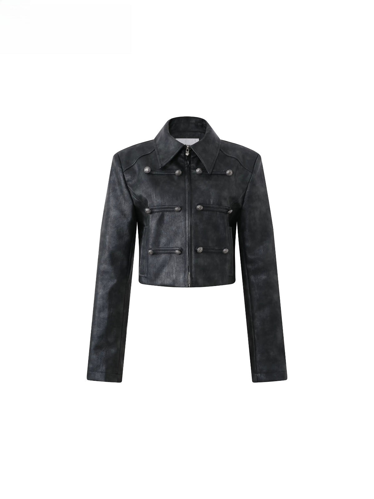 Napoleonic Distressed Buckle Leather Jacket