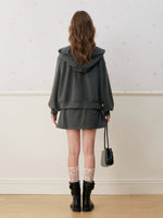 Lace Trim Hoodie & Skirt Set