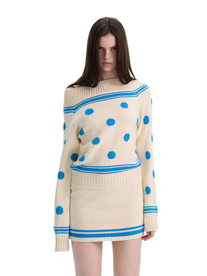Color-block Striped Polka Dot Knit Dress
