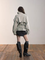 Contrast Double-Breasted Wool-Blend Coat