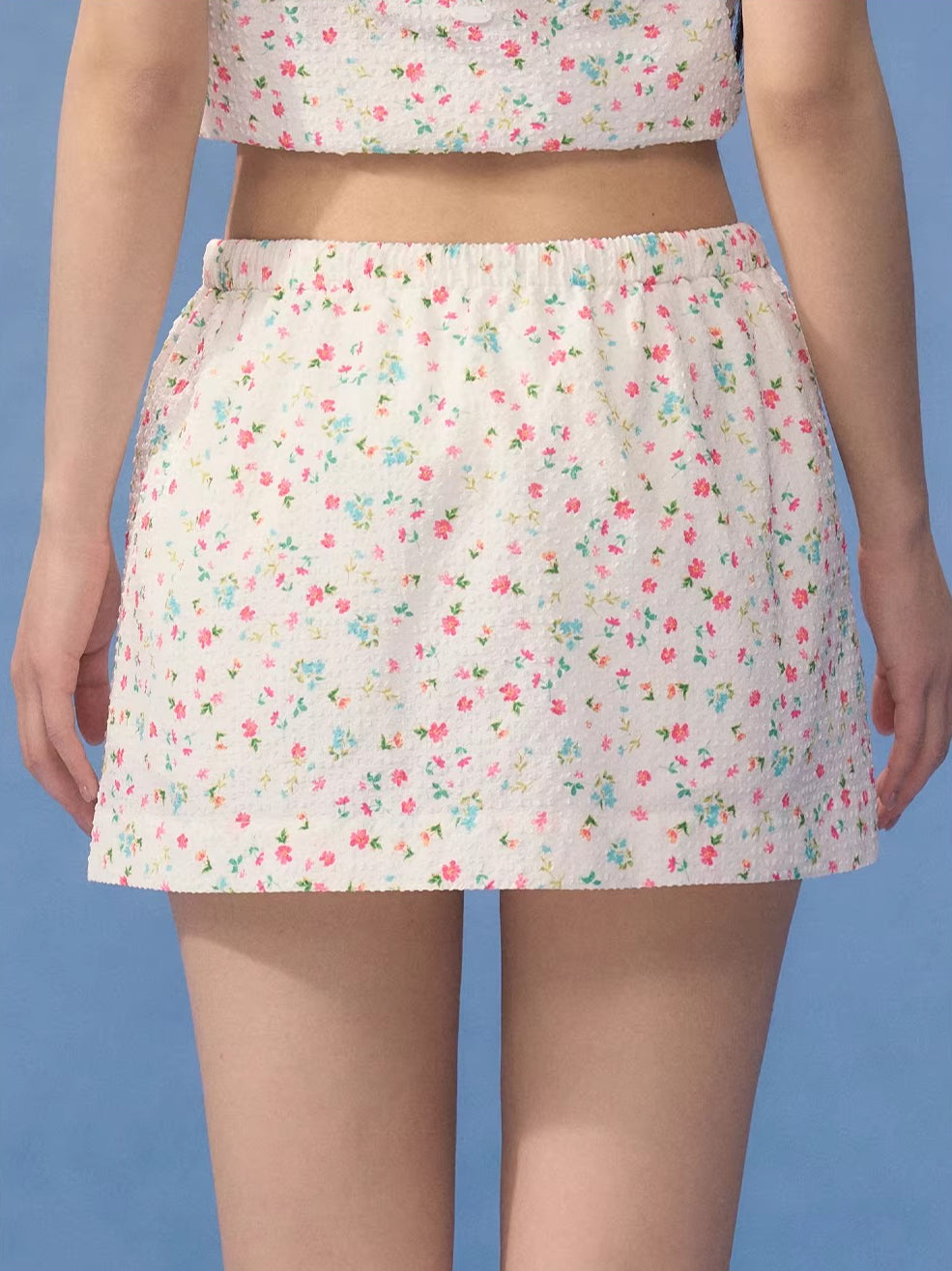 Apricot Floral A-Line Mini Skirt