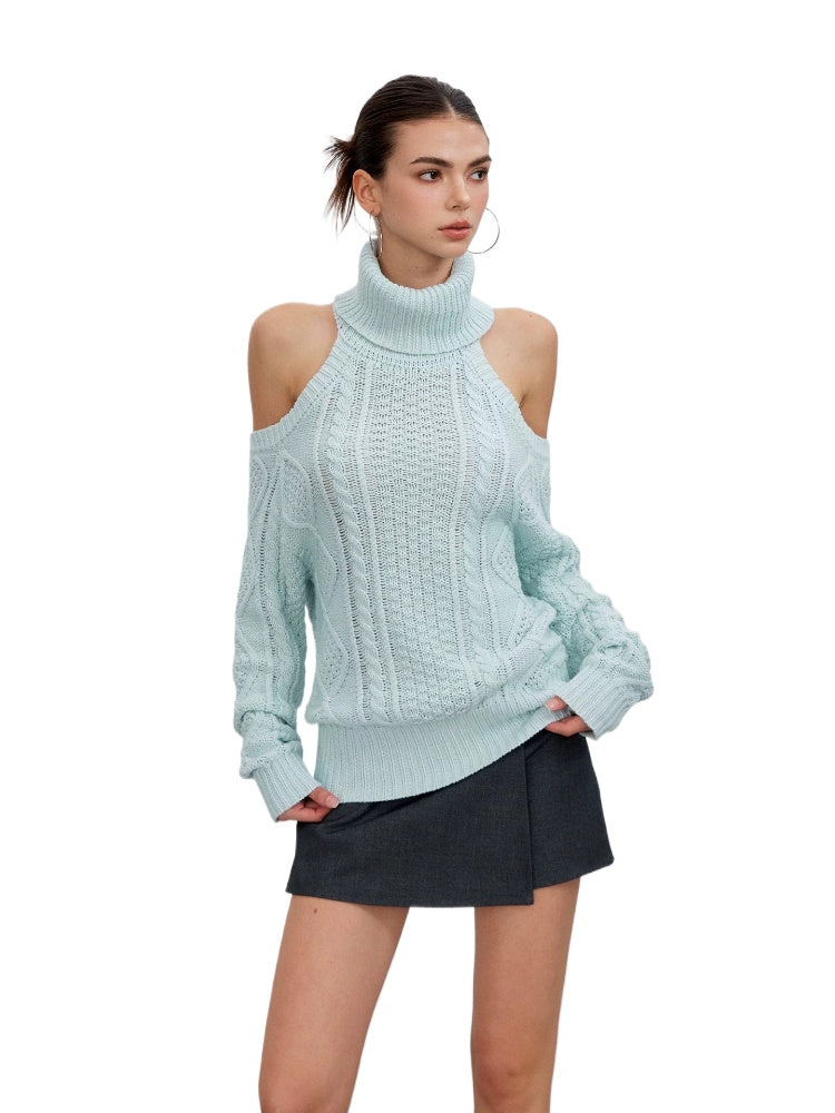 Cold Shoulder Turtleneck Knit