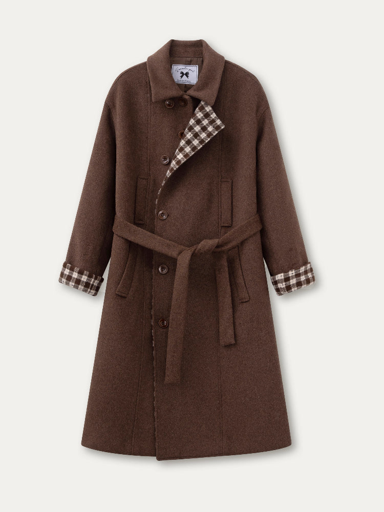 Pink &amp; Brown "Berlin Avenue" Plaid Coat