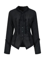 Black Ruffle Tie Blouse
