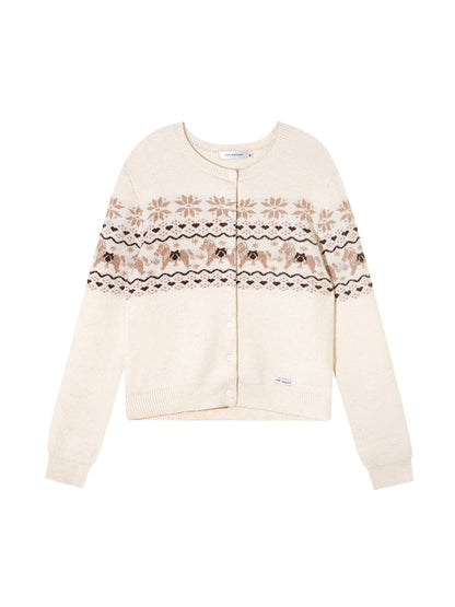 Fair Isle Knit Cardigan and Scarf Set