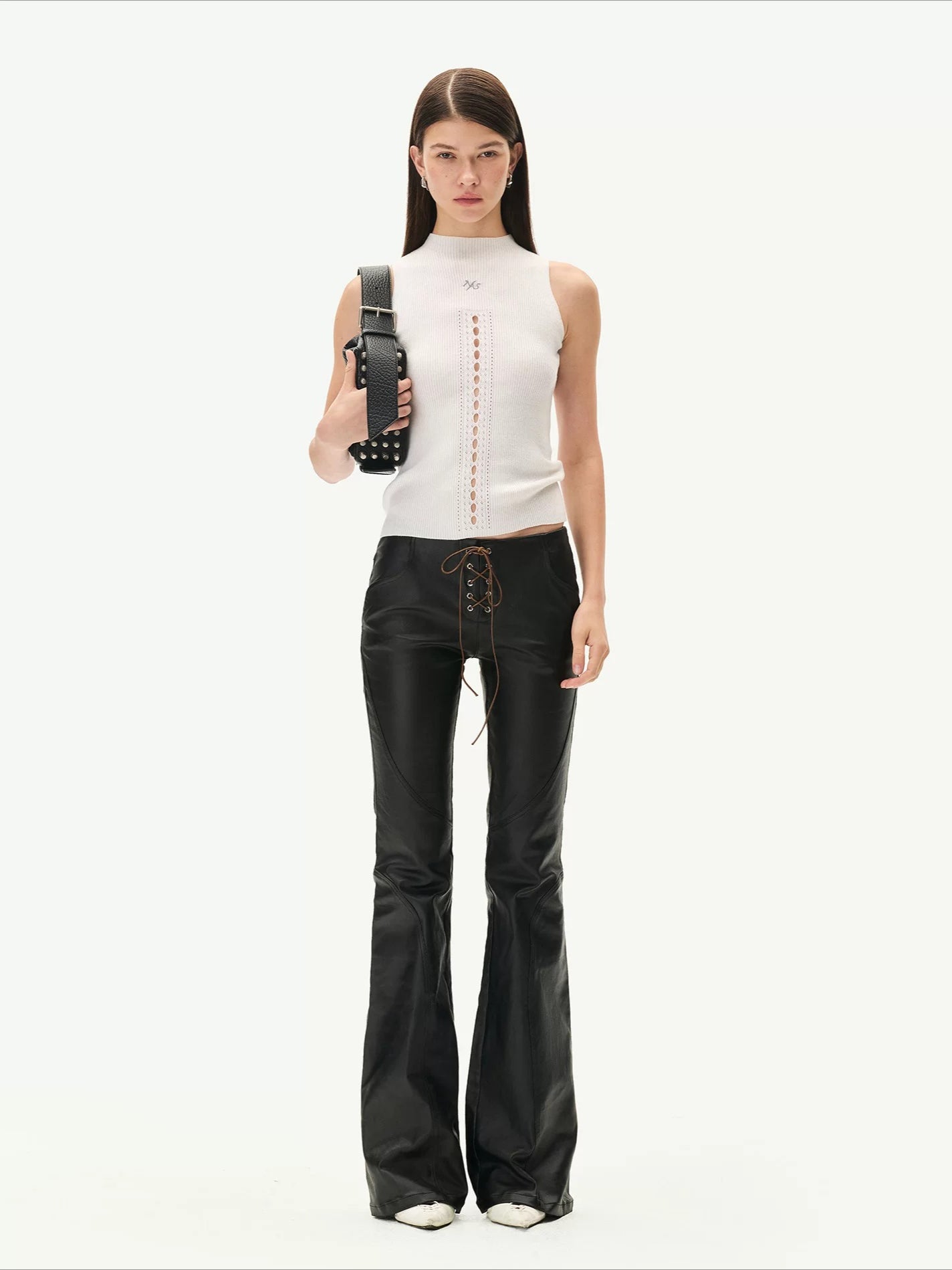 Coated Medici Waxed Flare Pants