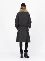 Wool Belted A Line Pleated Skirt