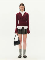 Acetate Wool Cowl Neck Top