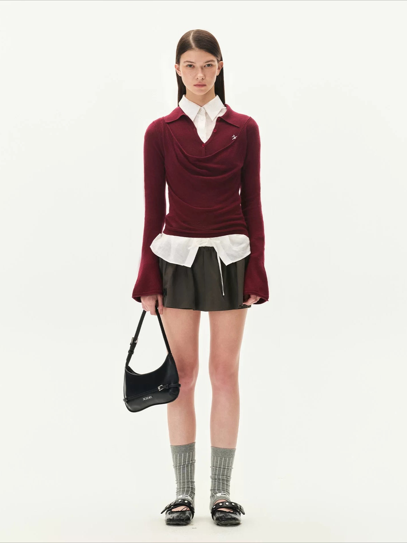 Acetate Wool Cowl Neck Top