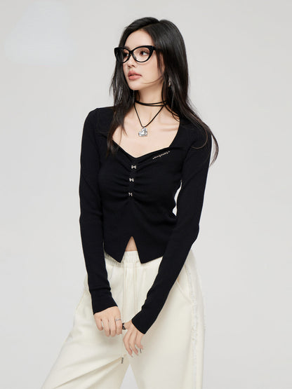 Black &amp; White Wide Neckline Sweater