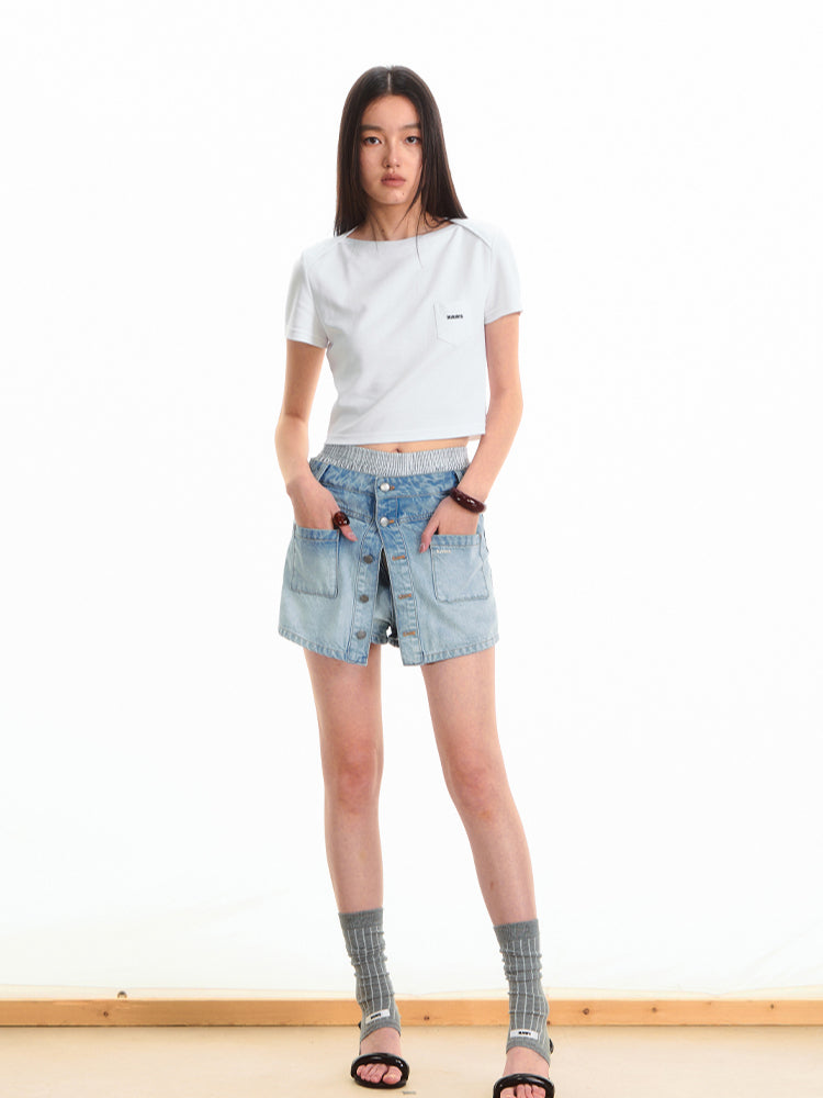 Layered Mammoth Denim Skirt