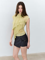 Asymmetrical Lyocell Ruffle Top