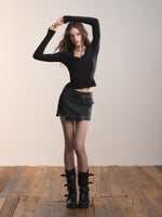 Ruched V-Neck Fitted Layering T-shirt